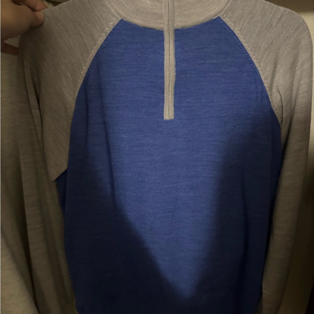 Blue and Gray Quarter-Zip Sweater